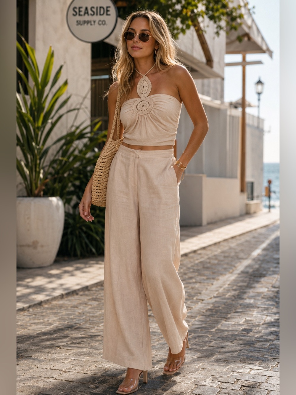 Coastal Crochet Pant Set